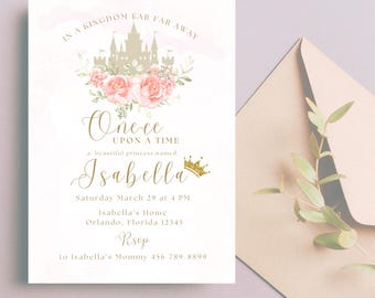 Invito per il primo compleanno a tema Castello della Principessa, C'era una volta (download digitale)