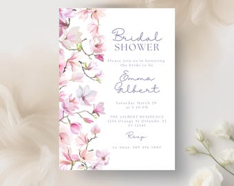 Floral Bridal Shower Invitation Template, Boho Garden Party (Digital)