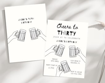 Prost auf 30 Jahre Bier Geburtstagseinladung (Digitales Template)