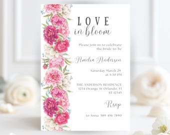 Wildflower Bridal Shower Invitation Template, Boho Floral Invite (Digital Download), Canva Template