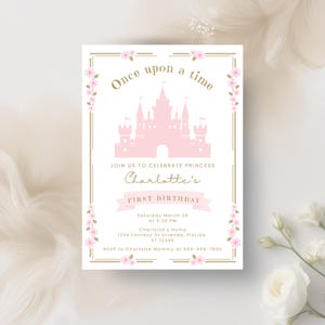 Princess 1st Birthday, Once Upon a Time Party invitation, Girl First Birthday Invite, Princess party invite, 1st Birthday Castle Princess