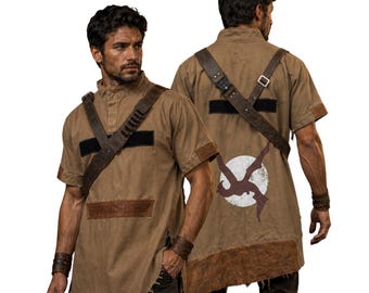 Cal Kestis Inspired Jedi Survivor Poncho with Back Print & Leather Belt | Sci-Fi Survivor Cosplay Cloak Outfit