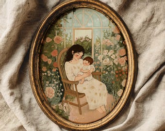 Väggkonsttryck för moderskap, mamma och barnkonst, present till växtälskare, mors dag-present, affisch för nybliven mamma, babyshower-present, digital nedladdning