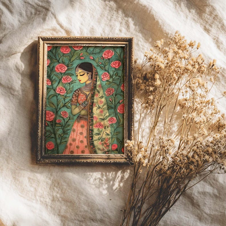 Floral Madhubani Painting: Indian Folk Art Wall Decor (digital Download ...