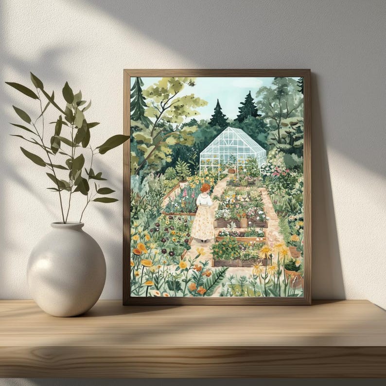 Konsttryck av Cottagecore Flower Garden: Botanisk illustration (digital nedladdning) bild 4