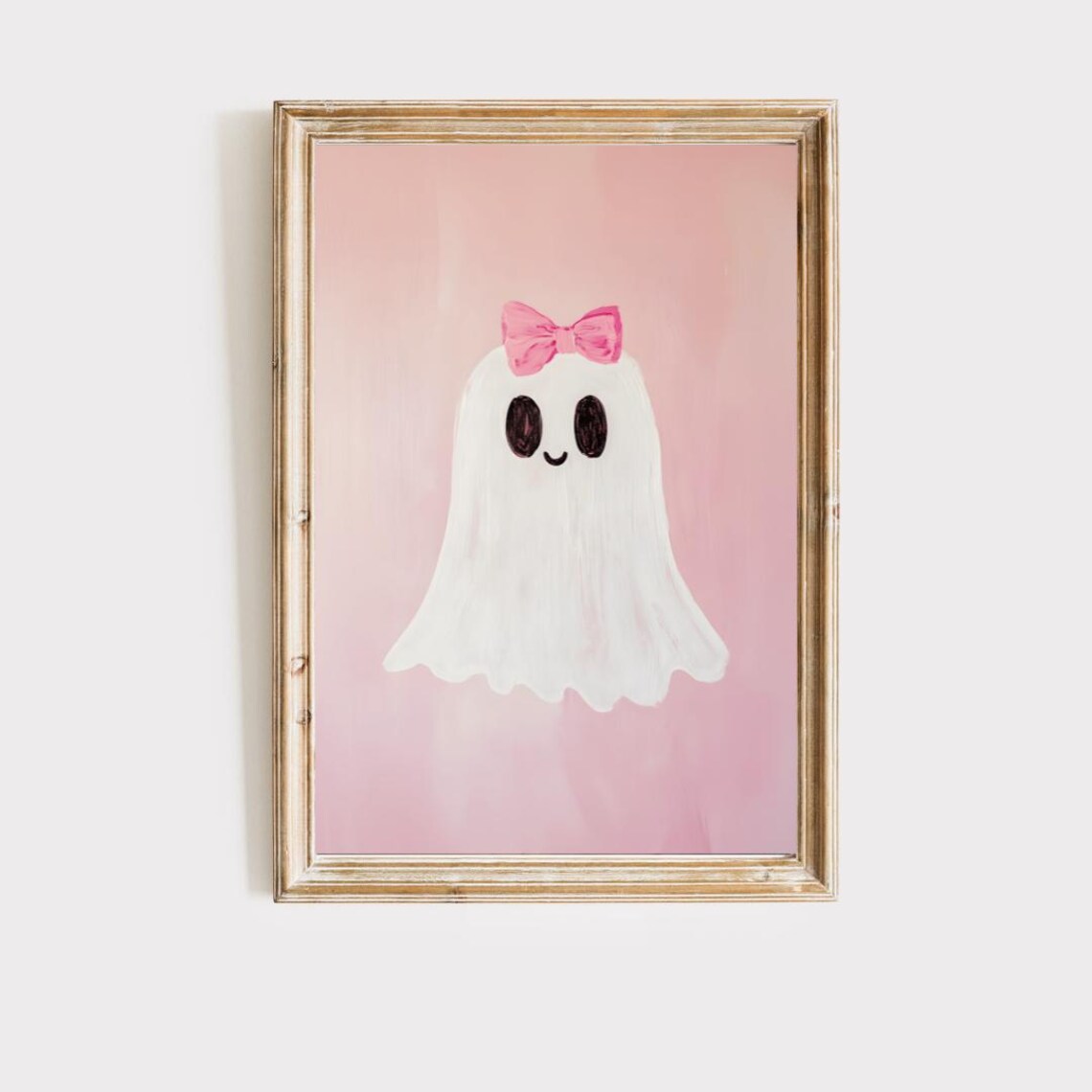 Pink Halloween Ghost Art Print: Coquette Fall Decor (digital Download ...