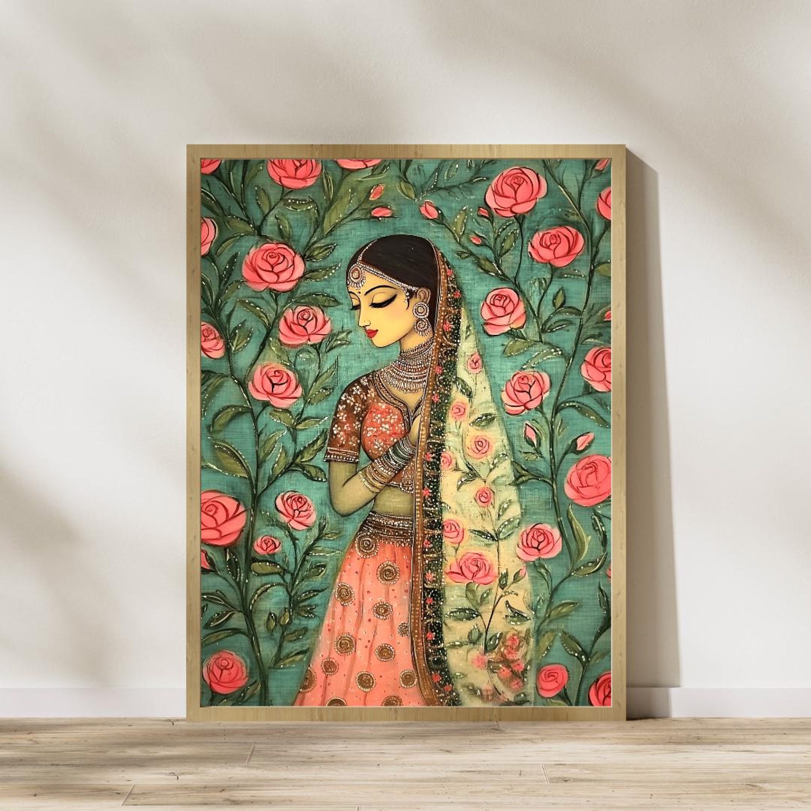 Floral Madhubani Painting: Indian Folk Art Wall Decor (digital Download ...