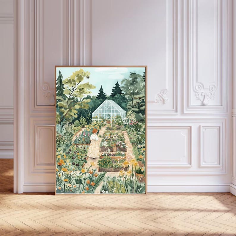 Konsttryck av Cottagecore Flower Garden: Botanisk illustration (digital nedladdning) bild 3