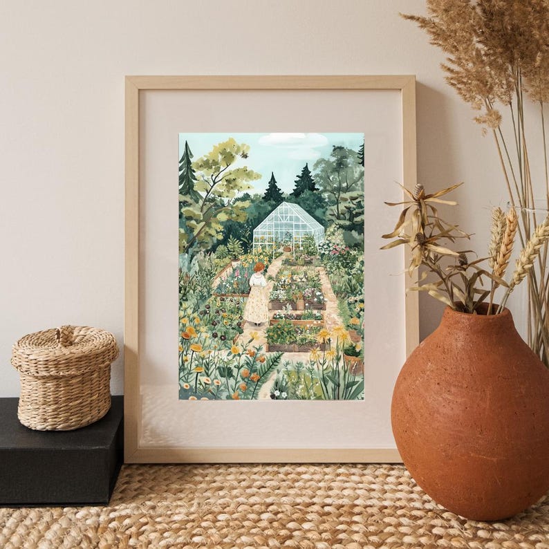 Konsttryck av Cottagecore Flower Garden: Botanisk illustration (digital nedladdning) bild 5
