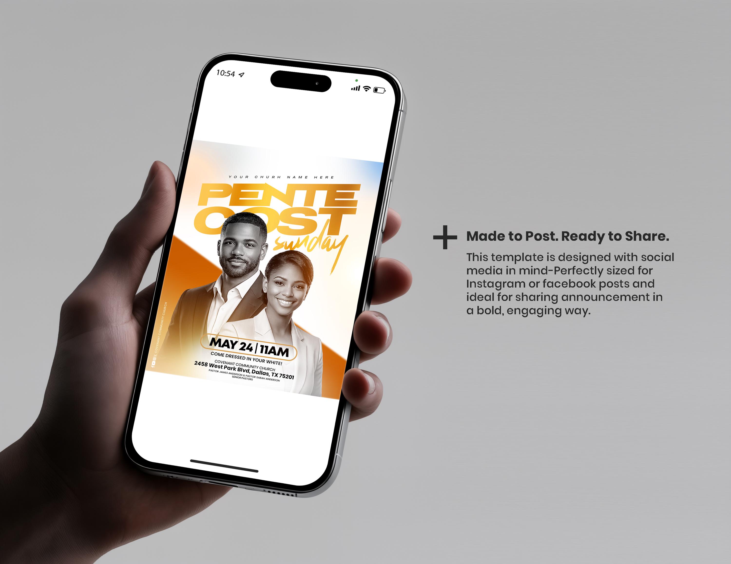 Pentecost Sunday Flyer | Editable Canva and PSD Template | Holy Spirit ...