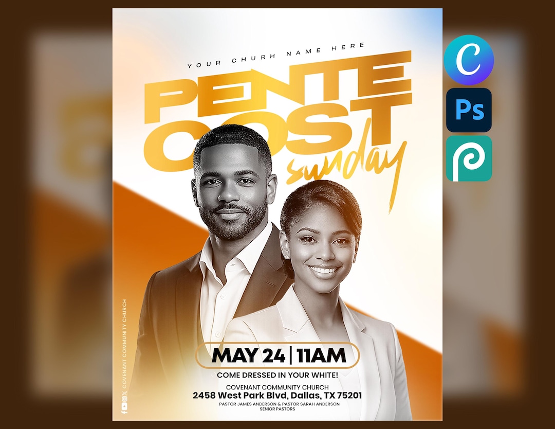 Pentecost Sunday Flyer | Editable Canva and PSD Template | Holy Spirit ...