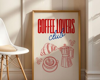 Retro Coffee Bar Print: Vintage Cafe Poster Art (Digital Download)