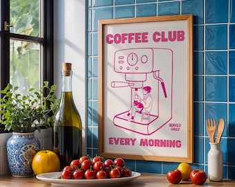 Retro Coffee Bar Print: Vintage Cafe Poster Art (Digital Download)