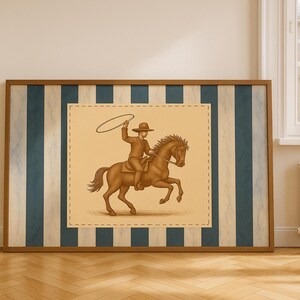 Vintage Striped Rodeo Print: Retro Cowboy Wall Art (Digital Download)