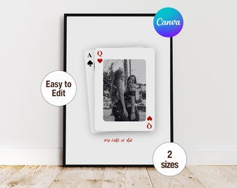 Plantilla CANVA de impresión de tarjeta fotográfica de pareja personalizada Arte de pared personalizado Regalo romántico para ella Regalo de San Valentín para ella Regalo de aniversario para ella