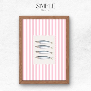 Sardines Art Print, Retro Sardines Wall Art, Fish Print, Retro Kitchen print, Kitchen Wall Art, Fish Wall Art, Digital Print, Sardine Poster