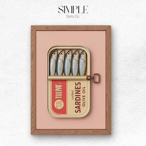 Sardines Art Print, Retro Sardines Wall Art, Fish Print, Retro Kitchen print, Kitchen Wall Art, Fish Wall Art, Digital Print, Sardine Poster