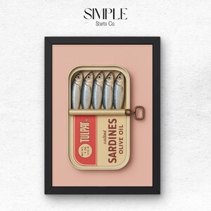 Sardines Art Print, Retro Sardines Wall Art, Fish Print, Retro Kitchen print, Kitchen Wall Art, Fish Wall Art, Digital Print, Sardine Poster