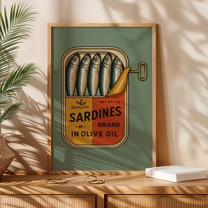 Kitchen Poster Quirky Sardine Wall Art Gift