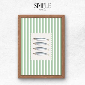 Sardines Art Print, Retro Sardines Wall Art, Fish Print, Retro Kitchen print, Kitchen Wall Art, Fish Wall Art, Digital Print, Sardine Poster