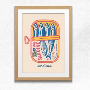 Sardines Art Print Retro Sardines Wall Art Fish Print Retro Kitchen printable Kitchen Wall Art Fish Wall Art Digital Print Sardine Poster