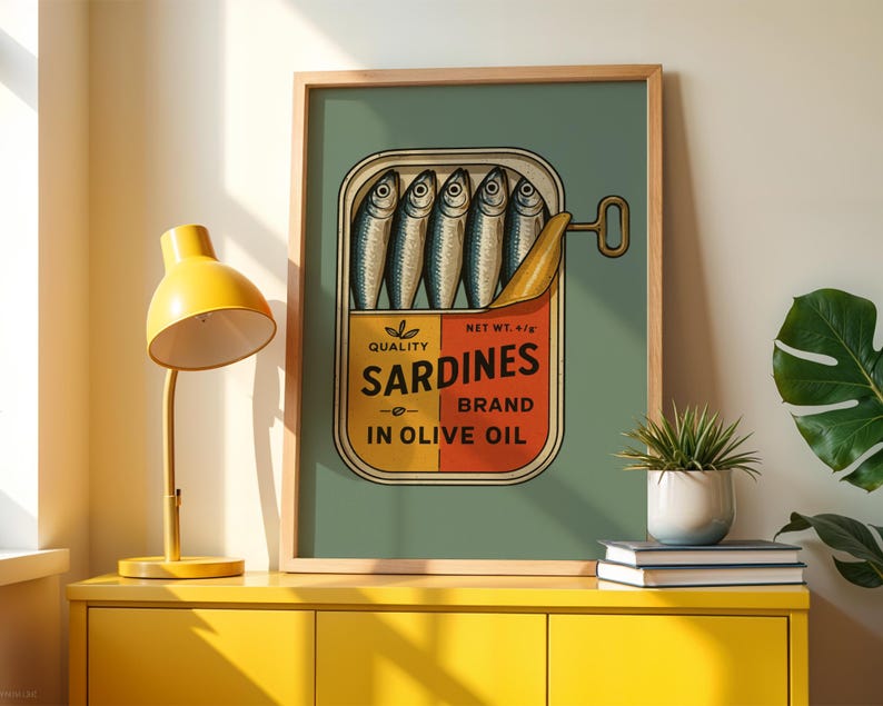 Sardine Tin Art Print Eclectic Kitchen Decor