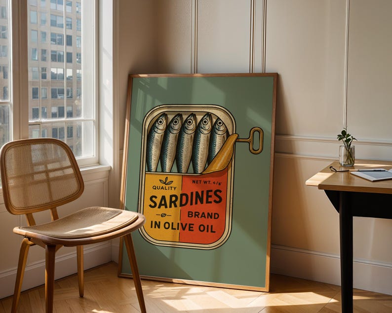 Gift for Him Maximalist Retro Kitchen Wall Art