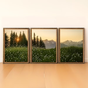 3 Printable Wildflower Photography, Nature Landscape Large Wall Art, Green Nature Digital Print, Nordic Forest Wall Art, Instant Download