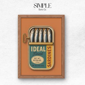 Sardines Art Print, Retro Sardines Wall Art, Fish Print, Retro Kitchen print, Kitchen Wall Art, Fish Wall Art, Digital Print, Sardine Poster