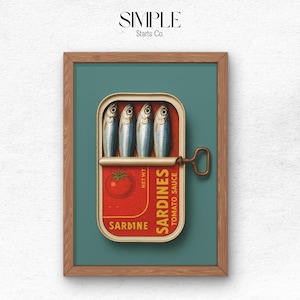 Sardines Art Print Retro Sardines Wall Art Fish Print Retro Kitchen printable Kitchen Wall Art Fish Wall Art Digital Print Sardine Poster