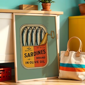 Sardine Wall Art Print Retro Kitchen Poster