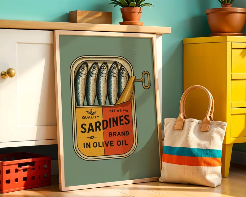 Sardine Wall Art Print Retro Kitchen Poster