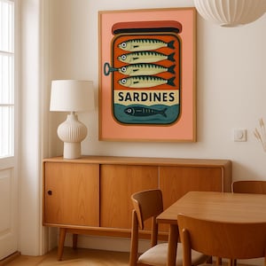 Sardines Art Print BUNDLE of 12 Retro Sardines Wall Art Fish Print Retro Kitchen print Kitchen Wall Art Fish Wall Art Sardine Digital Poster