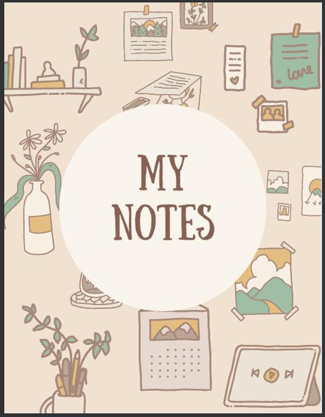 5 Aesthetic Lined Digital Notebook 50 Pages | Instant Download PDF ...