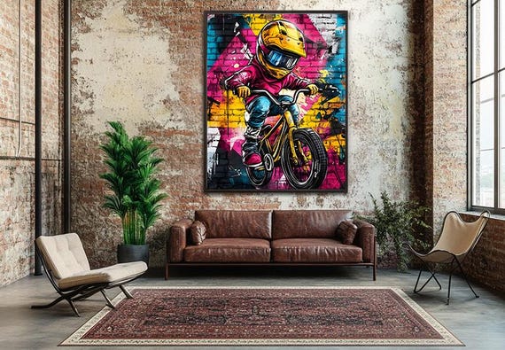 BMX Street Art Poster – Cool Boy on a Bicycle | Urban Graffiti