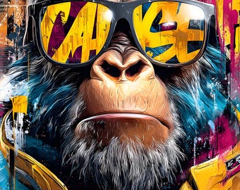 Cool Gorilla Street Art – Hip-hop Monkey With Hat & Sunglasses
