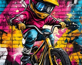 BMX Street Art Poster – Cool Boy on a Bicycle | Urban Graffiti