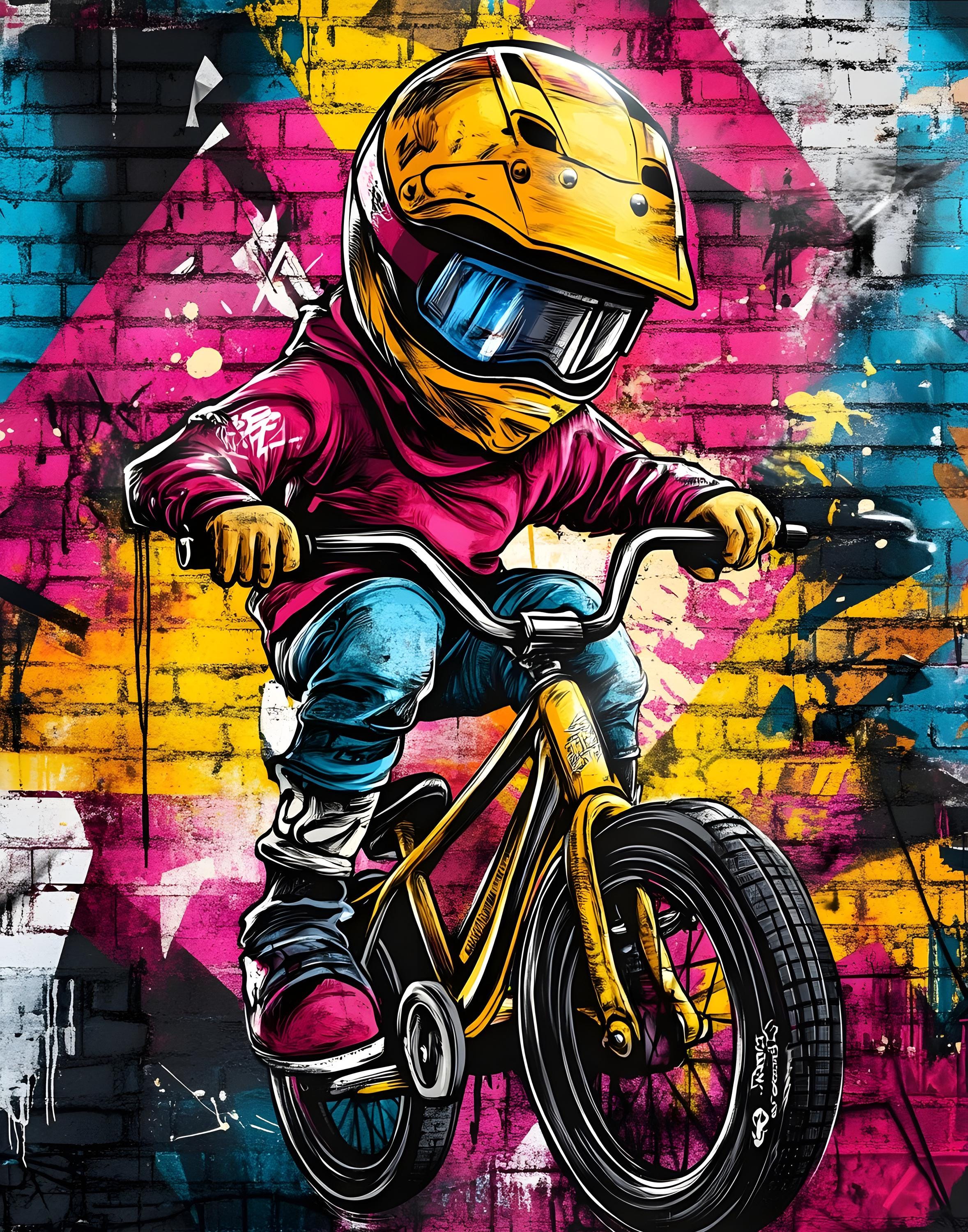 BMX Street Art Poster – Cool Boy on a Bicycle | Urban Graffiti
