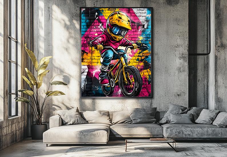 BMX Street Art Poster – Cool Boy on a Bicycle | Urban Graffiti