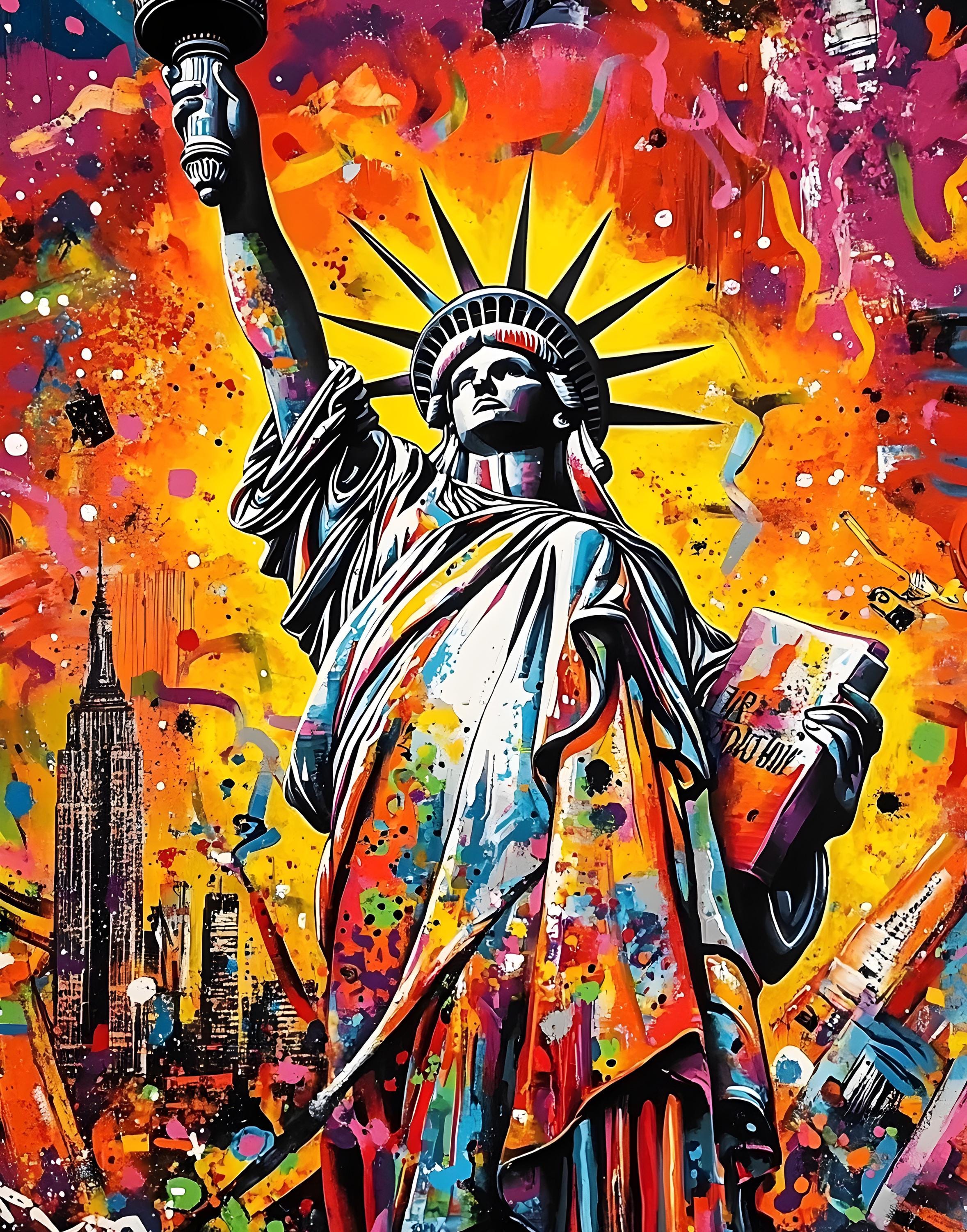 Statue of Liberty Street Art Poster – Bold NYC Graffiti Style With