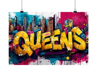 Pizza Oven Graffiti Poster Vertical, Urban Street Art Wall Print