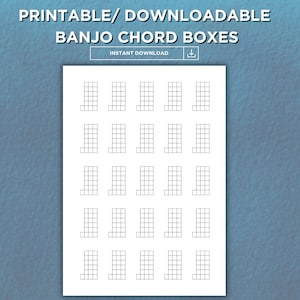 Printable Blank Banjo Chord Chart | A4 & US Letter Sizes | Banjo Practice Sheet | Music Theory | PDF Instant Download