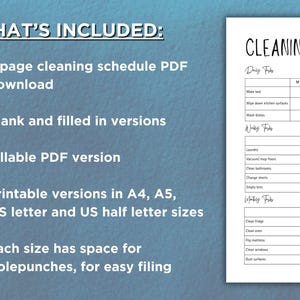 Printable Cleaning Schedule | Editable & Blank Versions | A4, A5, US ...