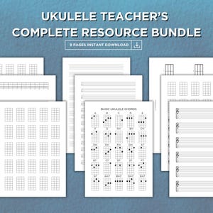 Ukulele Teacher Resource Bundle | Printable Chord Charts, Blank TAB, Neck Diagrams and Sheet Music | A4 & US Letter sizes | Digital Download
