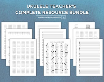 Bronbundel voor docenten ukelele: akkoordenschema's, tabbladen, nekdiagrammen (digitale download)