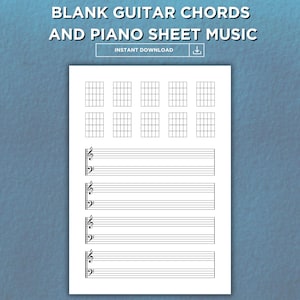 Blank Guitar Chords &  Piano Sheet Music | Blank PDF Templates for A4 and US Letter | Music Staff Paper for Songwriting | Blank Sheet Music