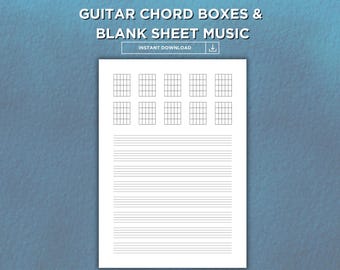 Guitar Chord Boxes & Sheet Music: Blank PDF (A4/US Letter)