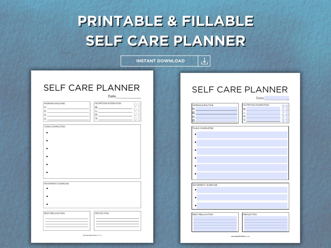 Self Care Planner Printable: Wellness Journal & Mental Health Tracker ...