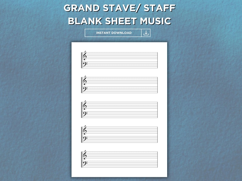 Stave Sheet.pdf Grand Staff Sheet Music: Blank Printable Stave (PDF Download) - Etsy