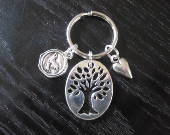 Tree of Life, Peace Dove, Love Heart, Key Ring